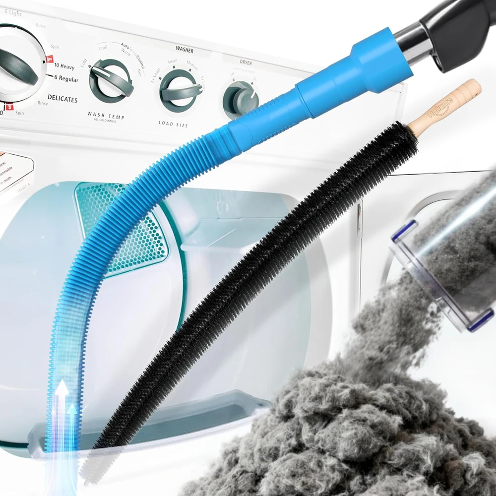 Holikme dryer lint brush and blue vacuum attachment hose